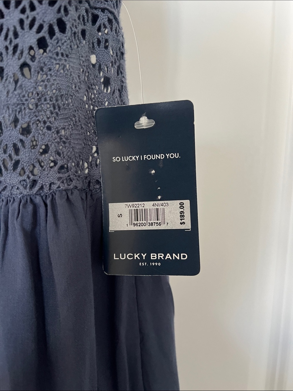 NWT Lucky Brand Nightshadow Navy Blue Eyelet-Trim Maxi Dress - Picture 5 of 11